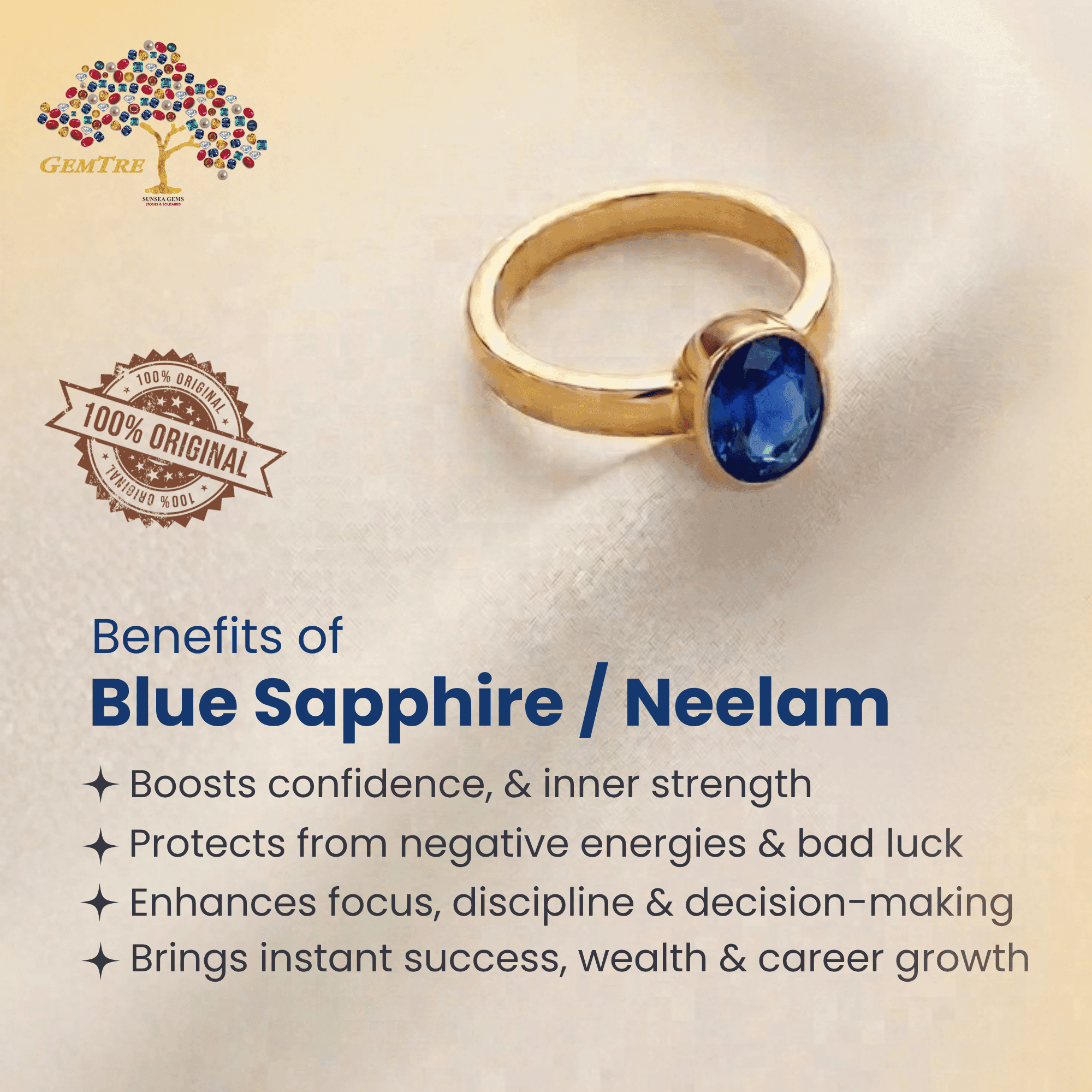 Blue Sapphire - Neelam Ring Adjustable