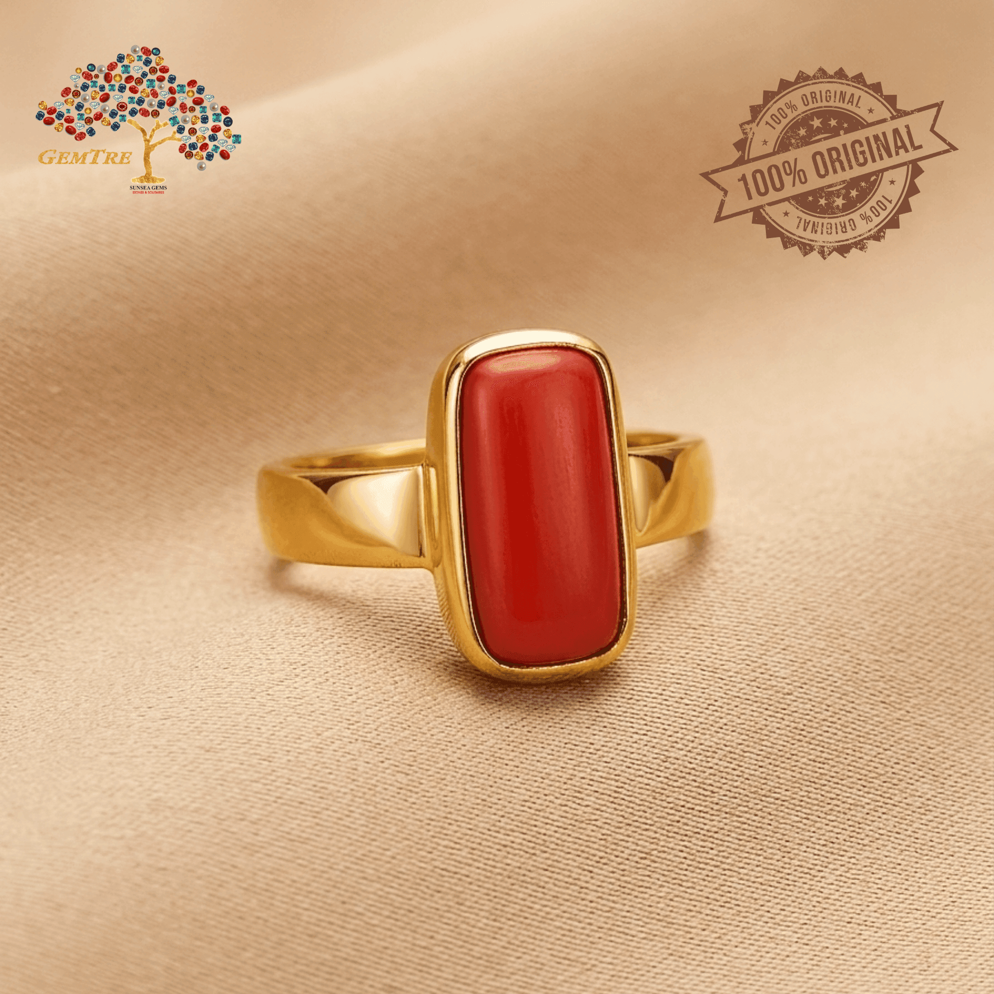 Coral - Moonga Ring  Adjustable