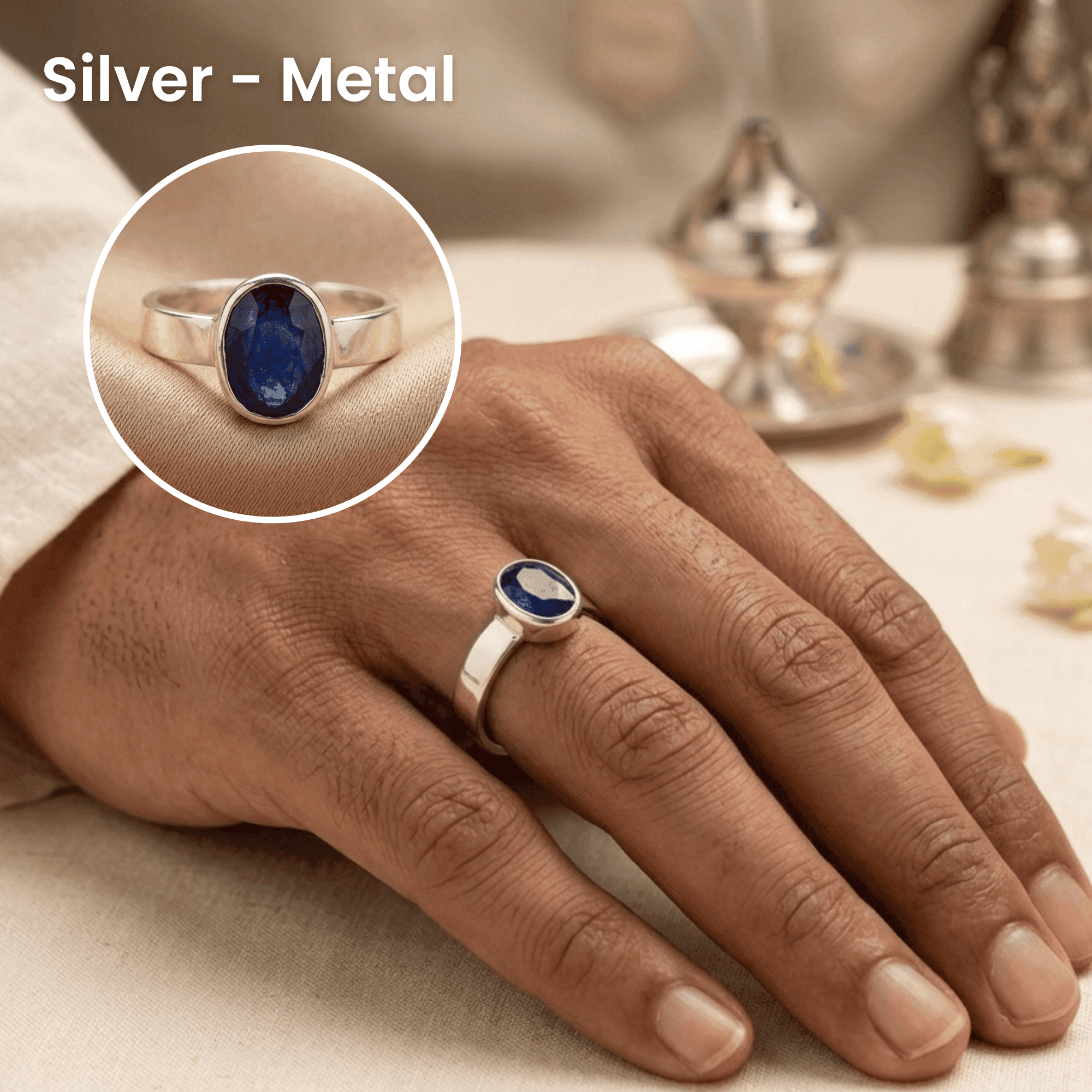 Blue Sapphire - Neelam Ring Adjustable