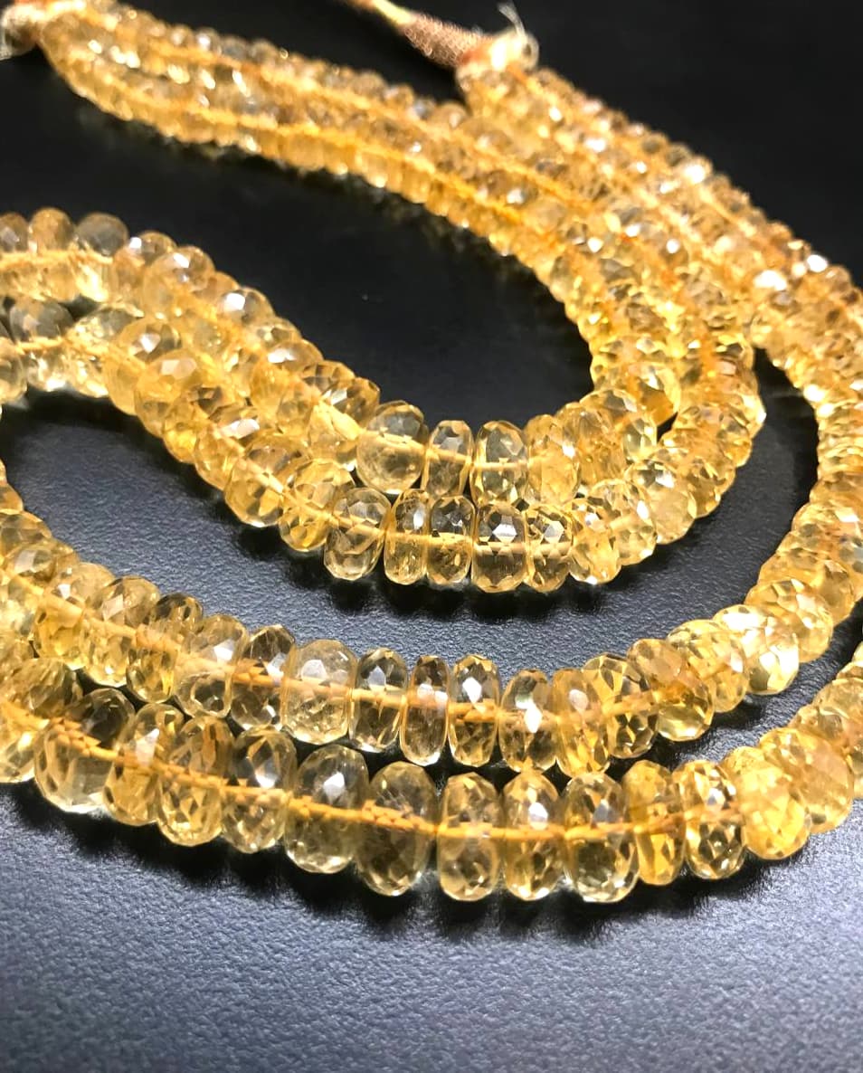 Natural Citrine Diamond Cut 2 Layers Mala