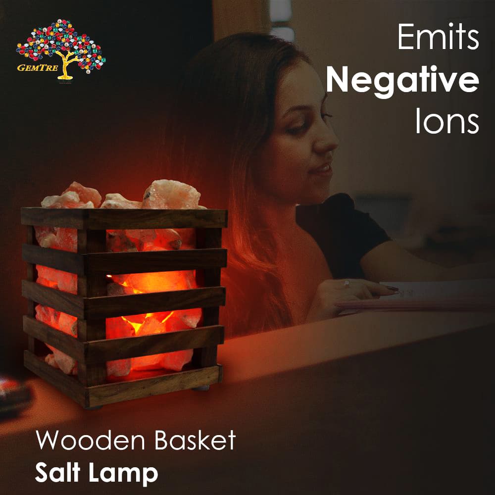 Wooden Basket  Salt Lamp