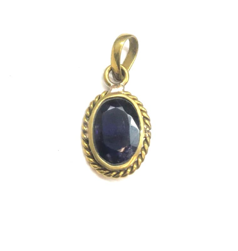 Iolite Brass Mix Metal Pendant