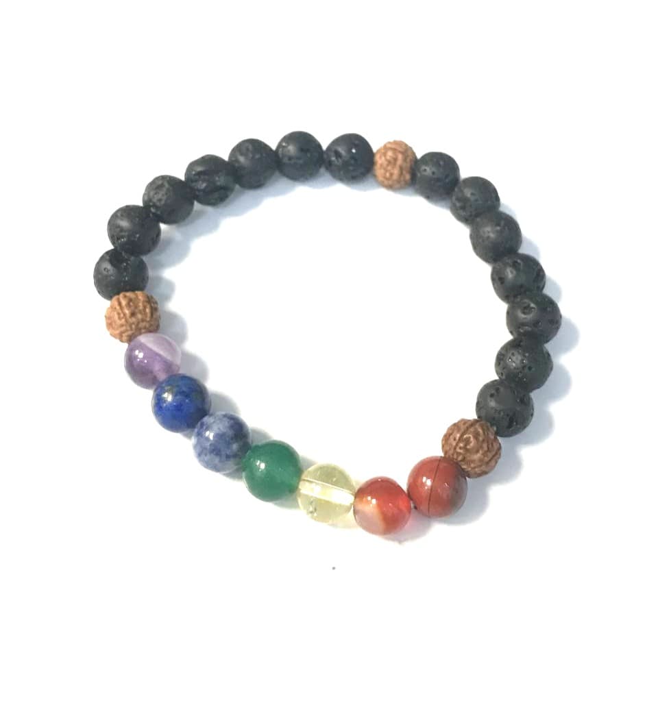 7 Chakra With Lava And Rudraksha Bracelet