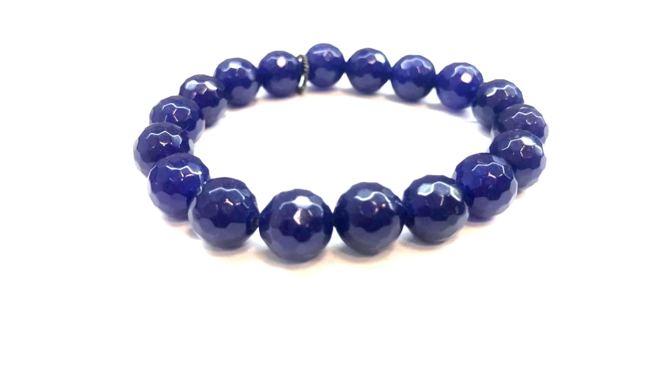 Blue Onyx  Diamond Cut Bracelet
