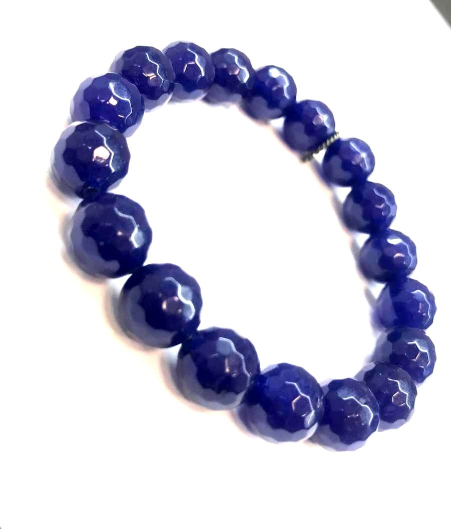 Blue Onyx  Diamond Cut Bracelet