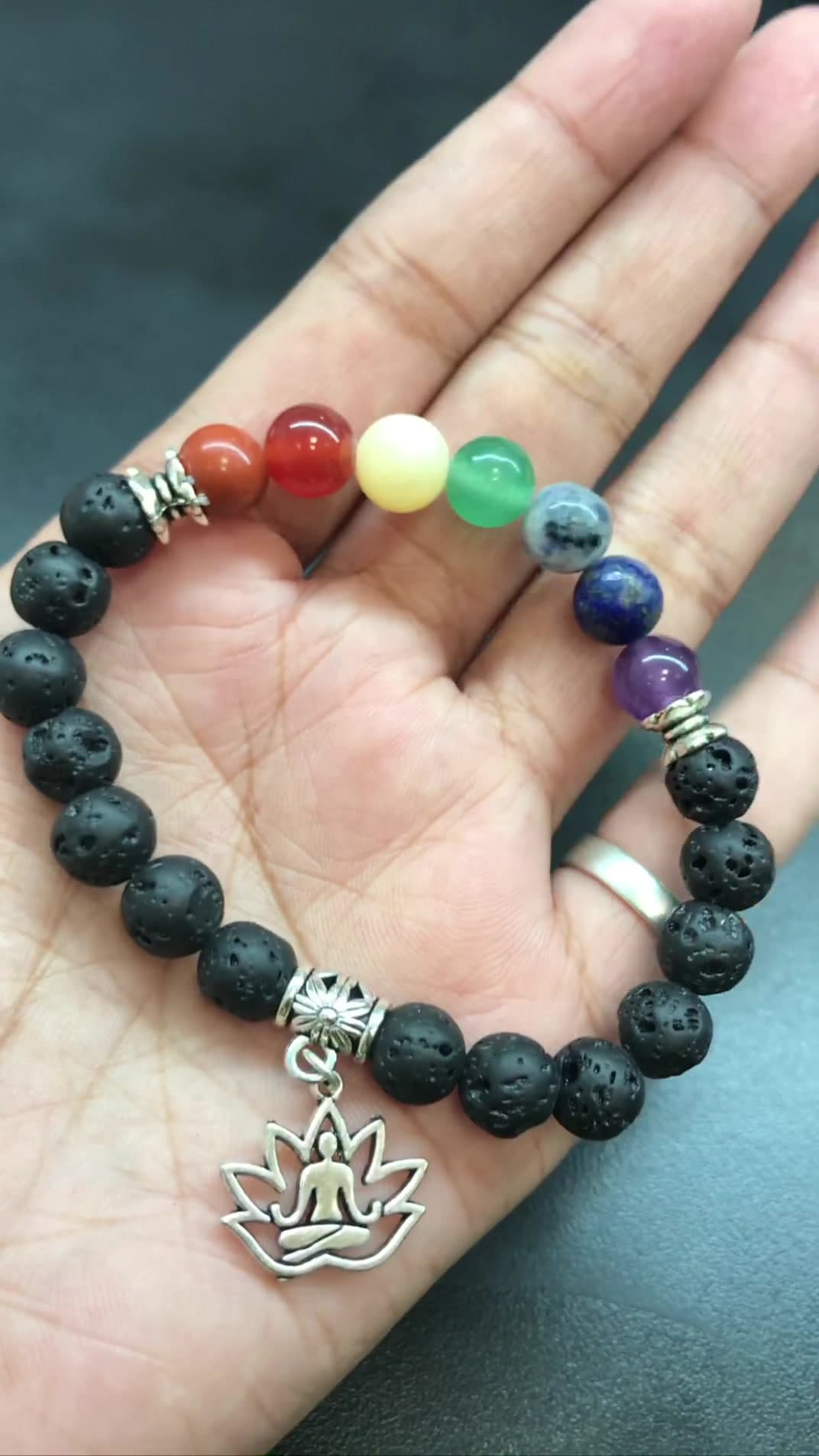 7 Chakra With Lava  Bracelet