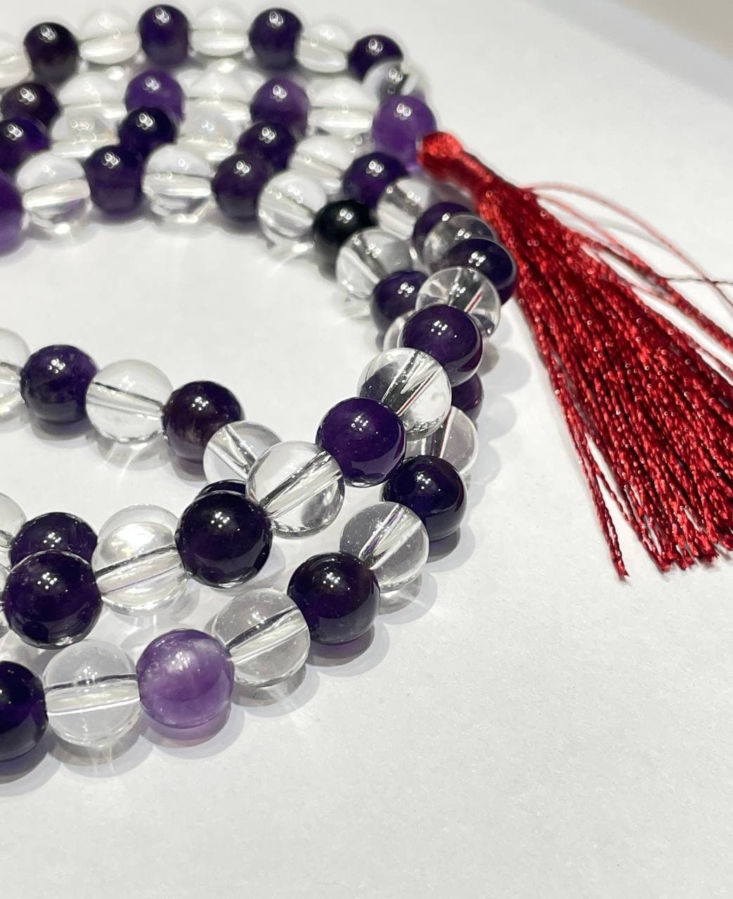 Amethyst and Clear Quartz Mala