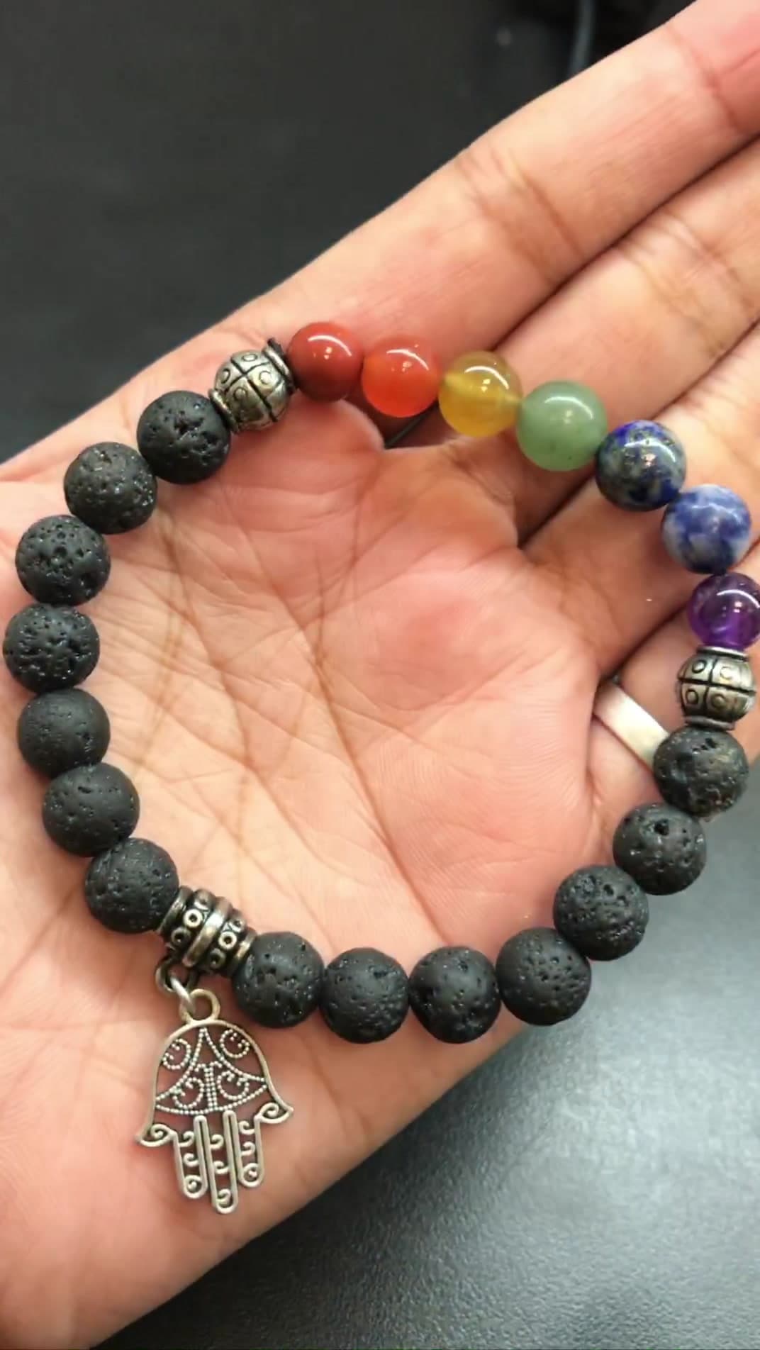 7 Chakra With Lava  Bracelet