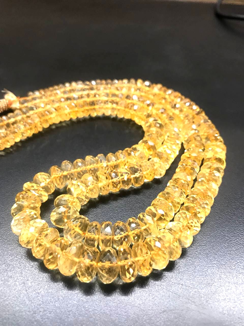 Natural Citrine Diamond Cut 2 Layers Mala