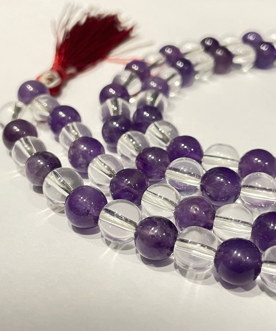 Amethyst and Clear Quartz Mala