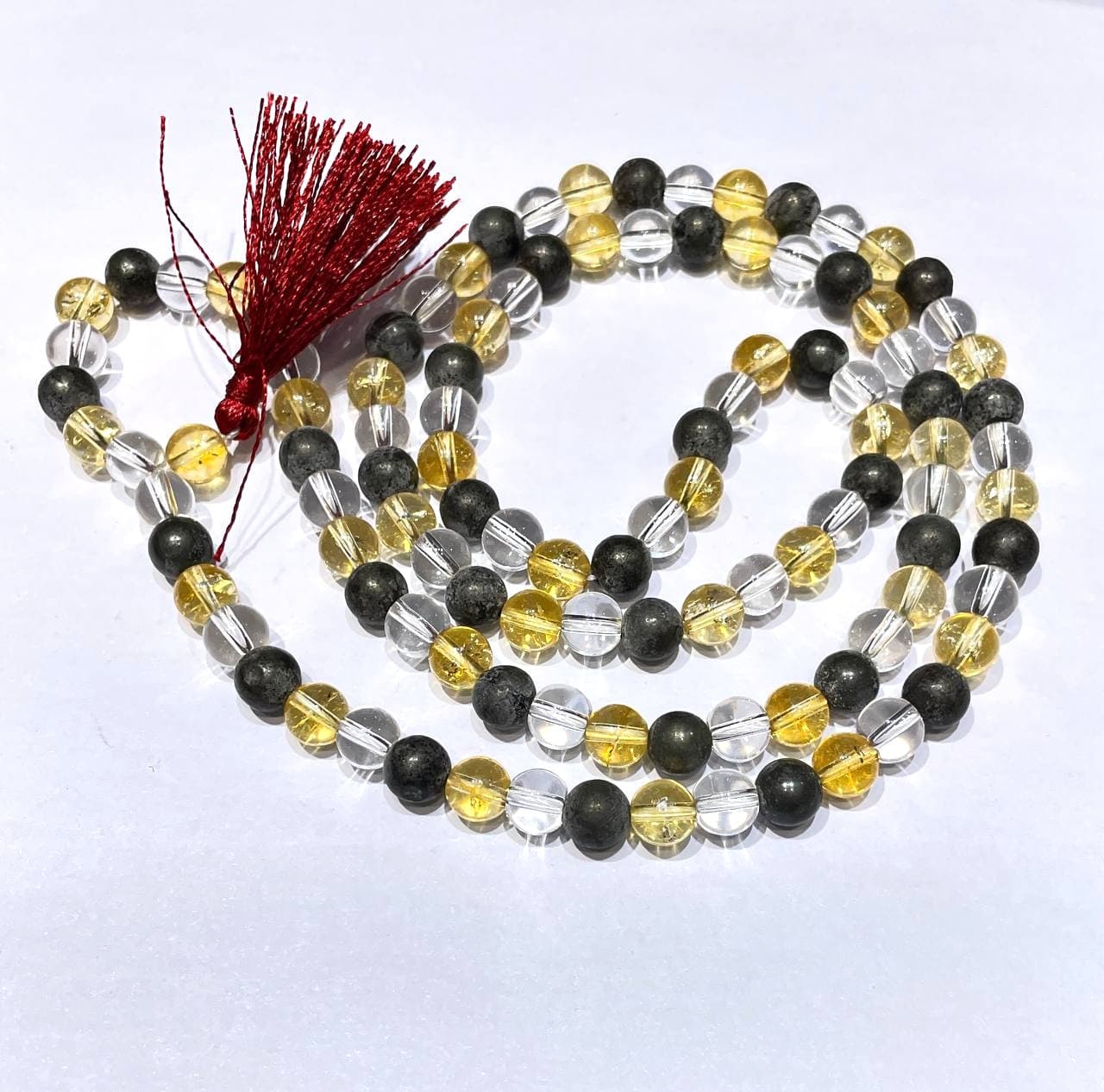Clear Quartz & Citrine & Pyrite Mala