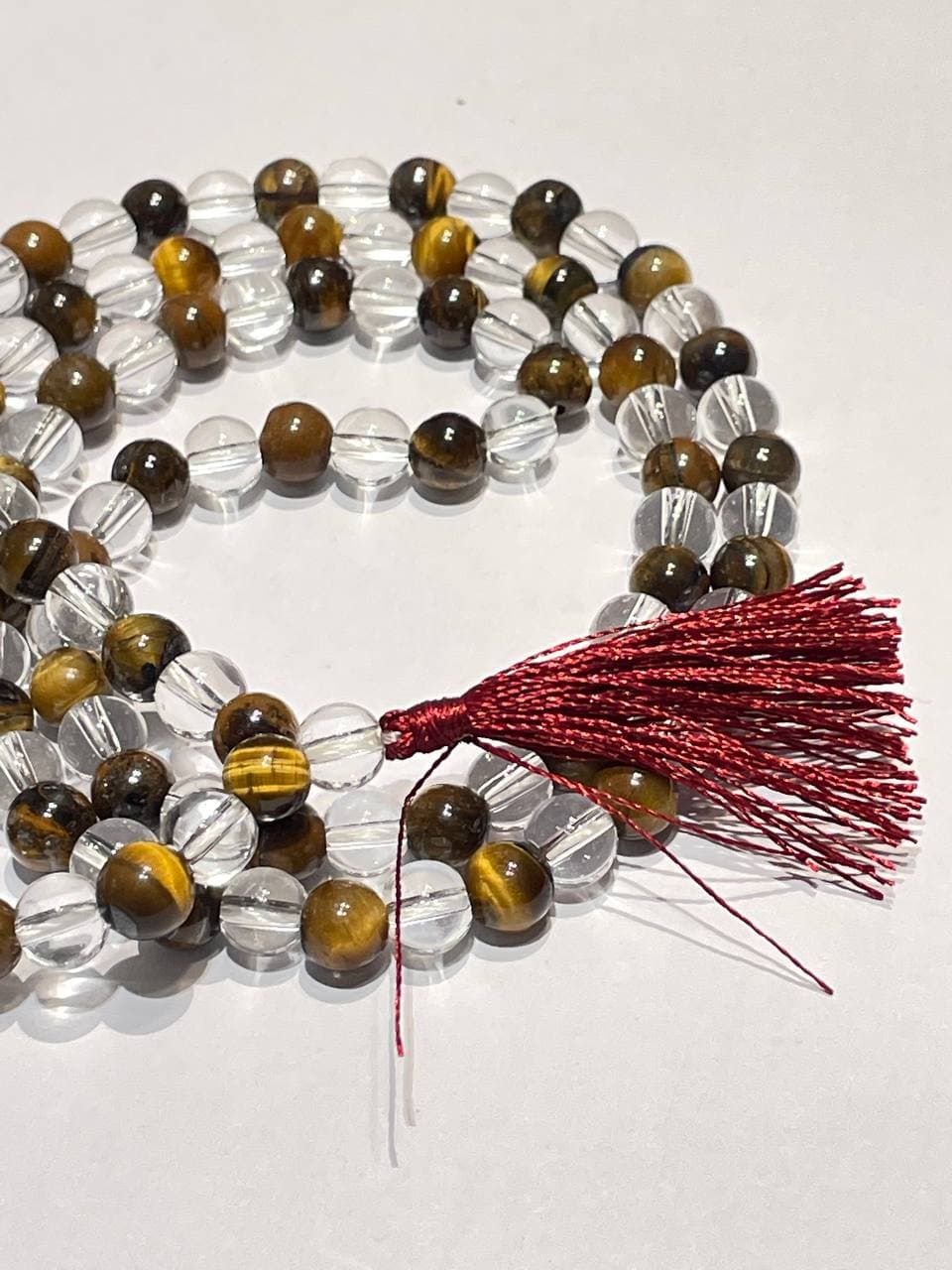 Clear Quartz And Tiger Eye Mala