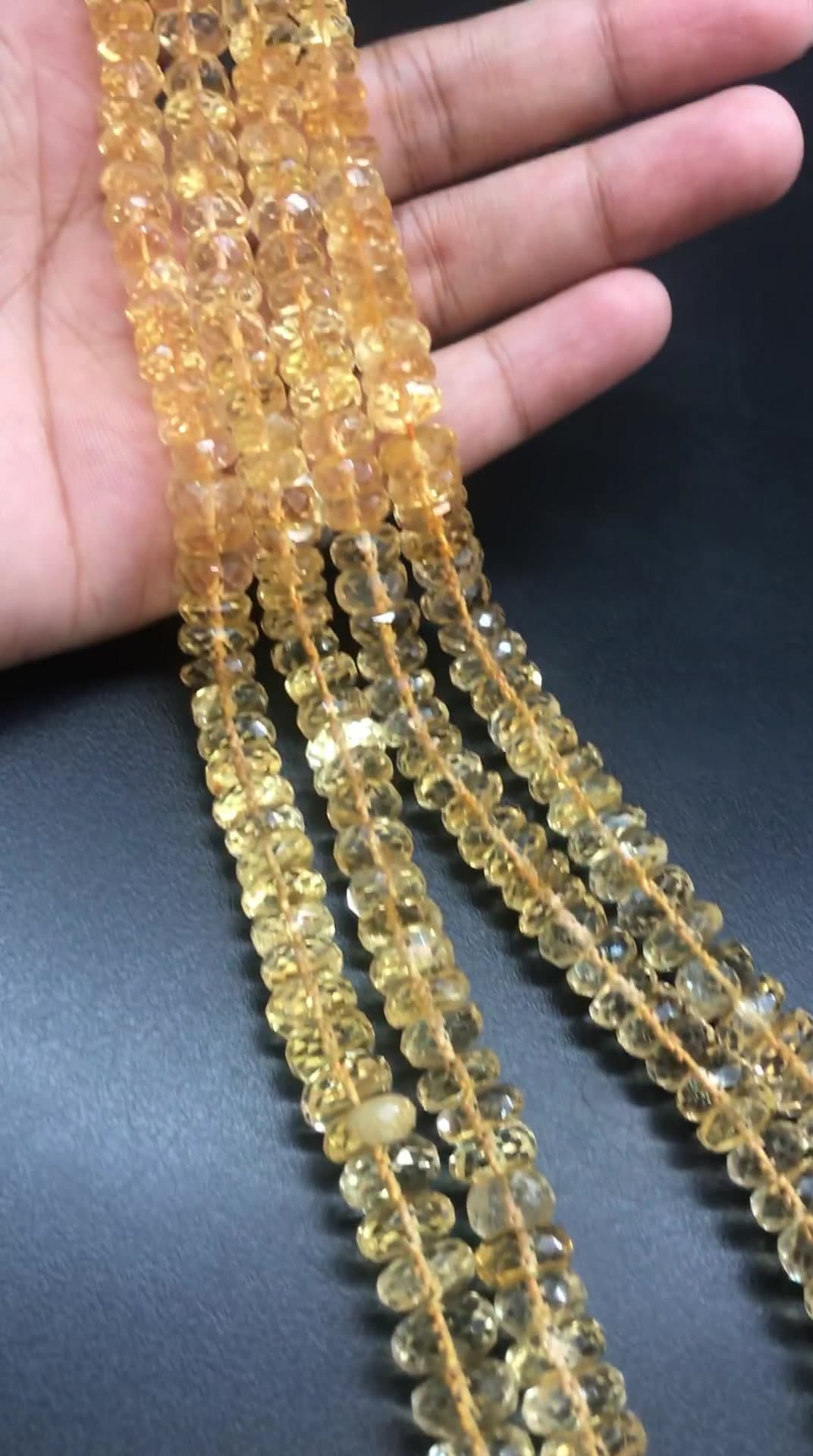 Natural Citrine Diamond Cut 2 Layers Mala