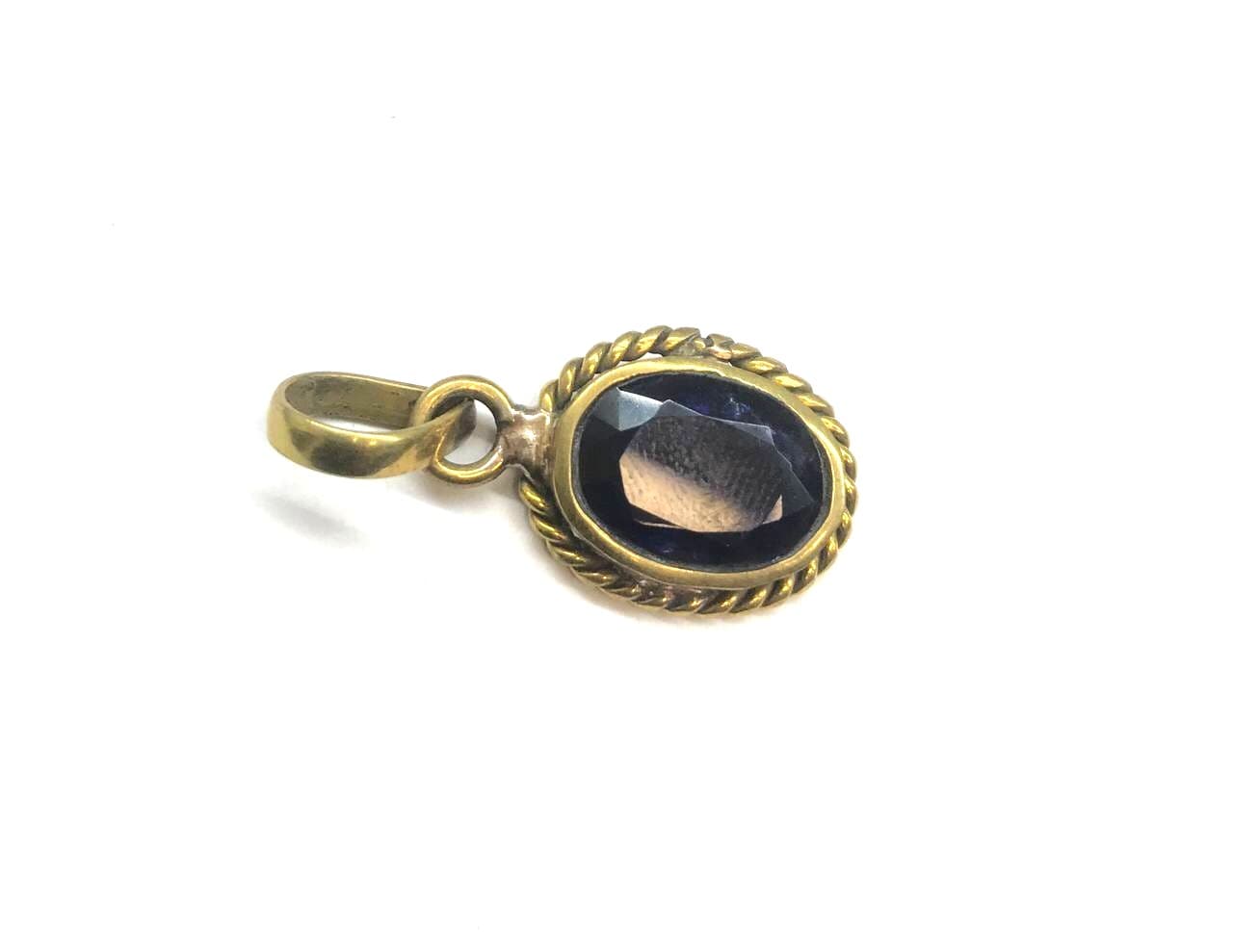 Iolite Brass Mix Metal Pendant