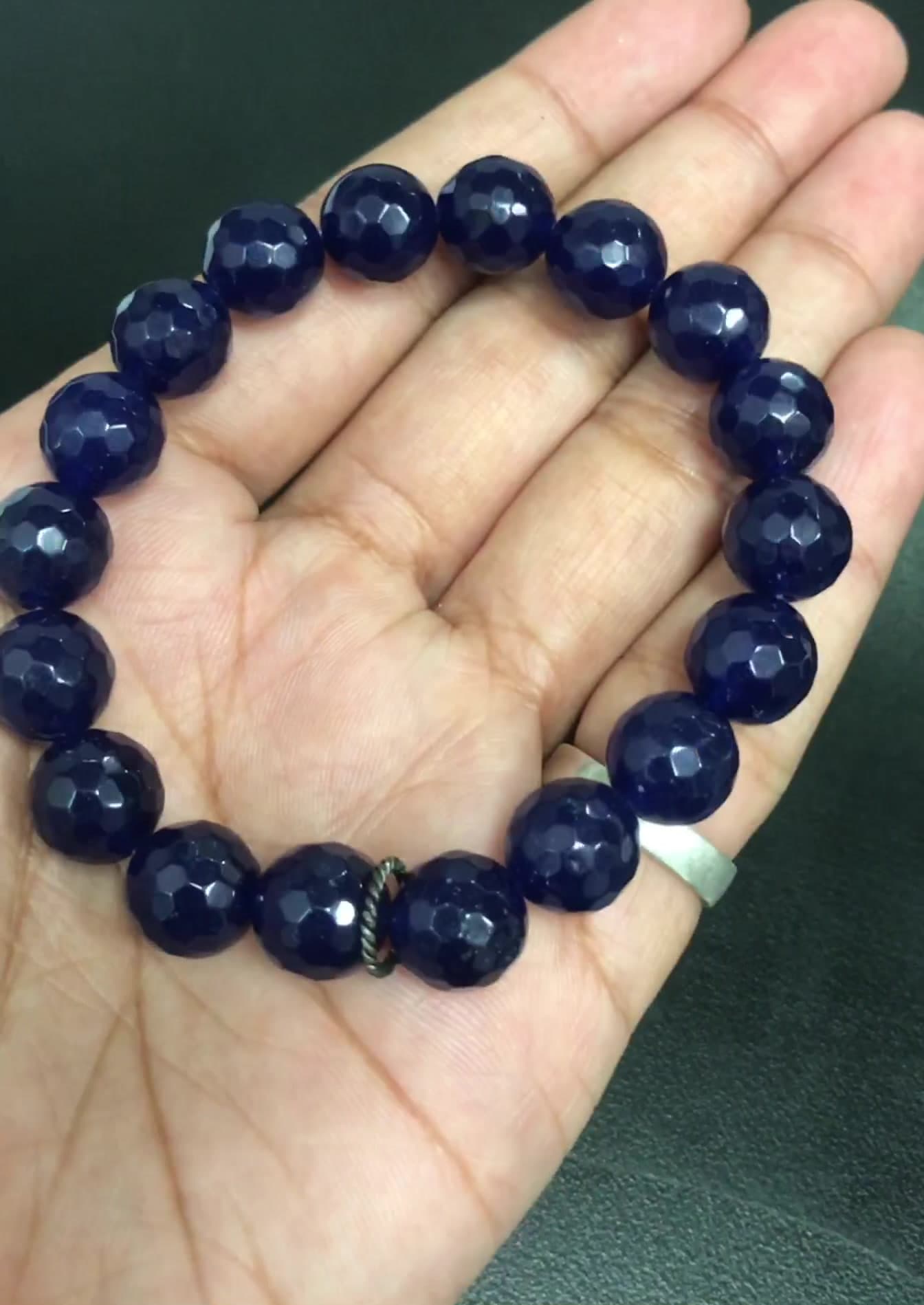 Blue Onyx  Diamond Cut Bracelet