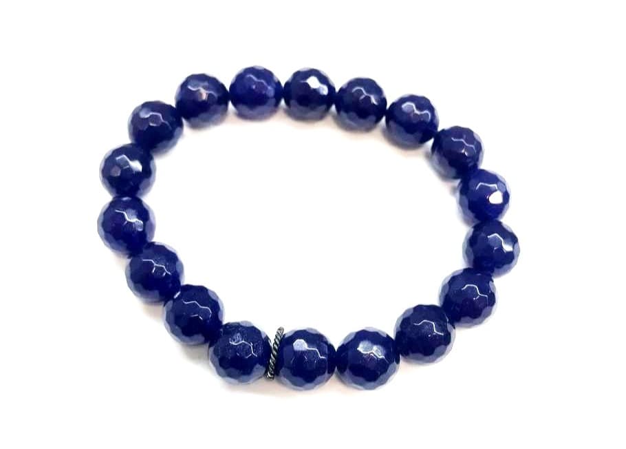 Blue Onyx Diamond Cut Bracelet